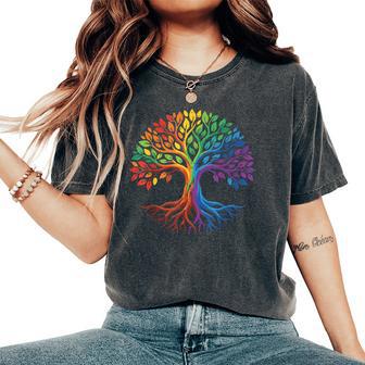 Rainbow Gay Tree Life Lgbtq Flag Pride Month Ally Women Women's Oversized Comfort T-Shirt - Monsterry