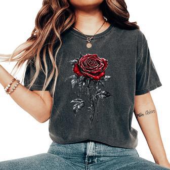 Red Melting Rose Flower Botanist Garden Flower Red Rose Women's Oversized Comfort T-Shirt - Thegiftio UK