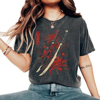 Red Spider Lily Flower Katana Sword Japanese Anime Otaku Women's Oversized Comfort T-Shirt - Monsterry UK