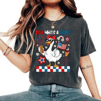 Red White And Goose 4Th Of July Patriotic Kids Women's Oversized Comfort T-Shirt - Thegiftio UK