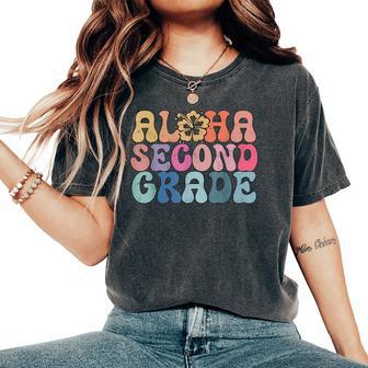 Retro Aloha Second Grade Teacher Life Summer Beach Vacation Women's Oversized Comfort T-Shirt - Thegiftio UK