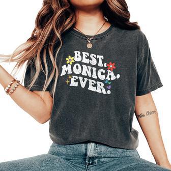 Retro Groovy Miglior Monica Mai Nome Festa Della Mamma Ragazza T-shirt comoda oversize da donna - Novitaregali