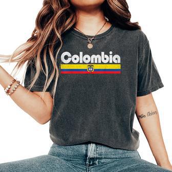 Retro Vintage Colombia Flag Colombian Pride Kids Women's Oversized Comfort T-Shirt - Thegiftio UK