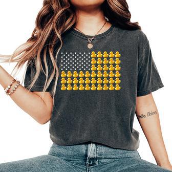Rubber Duck Duckie American Flag 4Th Of July Patriotic Women's Oversized Comfort T-Shirt - Thegiftio UK