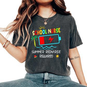 School Nurse Summer Recharge Required Last Day Of School Women's Oversized Comfort T-Shirt - Thegiftio UK