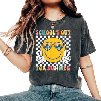 Schools Out For Summer Teacher Groovy Last Day Of School Women's Oversized Comfort T-Shirt - Thegiftio UK