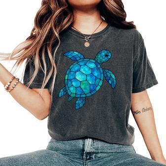 Sea Turtle Mosaic Ocean Animal Save The Turtles Women's Oversized Comfort T-Shirt - Monsterry