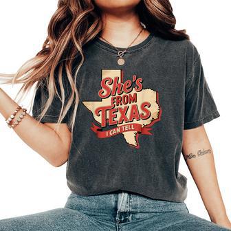 She's From Texas I Can Tell Retro Southern Cowgirl Women Women's Oversized Comfort T-Shirt - Thegiftio UK