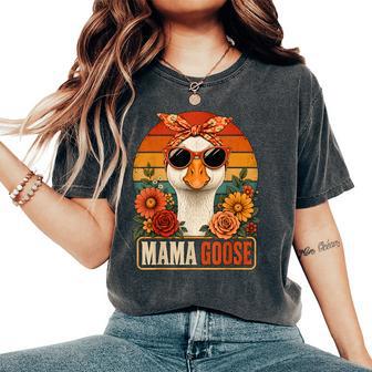 Silly Mama Goose In Sunglasses Coquette Floral Mother's Day Women's Oversized Comfort T-Shirt - Thegiftio UK