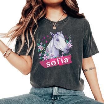 Sofia Bellissimo Nome Di Ragazza Con Un Bel Cavallo T-shirt comoda oversize da donna - Novitaregali