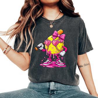 Softball Drip Ice Cream Girls Game Day Softball Vibes Women's Oversized Comfort T-Shirt - Thegiftio UK