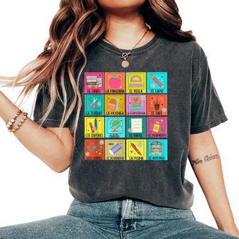 Spanish Teacher Back To School Maestra Dual Language Crew Women's Oversized Comfort T-Shirt - Thegiftio