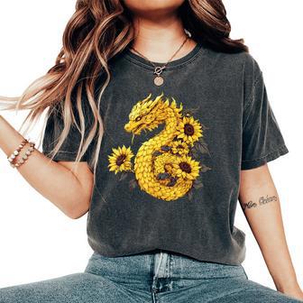 Sunflower Dragon Flower Fantasy Floral Women's Oversized Comfort T-Shirt - Thegiftio UK