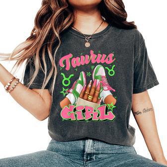 Taurus Girl Birthday Queen Sneakers Astrology Zodiac Women's Oversized Comfort T-Shirt - Thegiftio UK