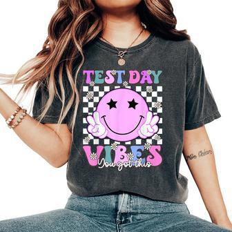 Test Day Vibes State Testing Staar Retro Teacher Student Women's Oversized Comfort T-Shirt - Thegiftio