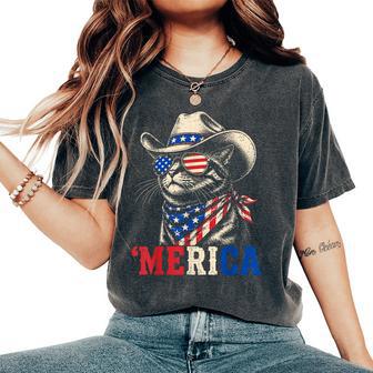 Usa 'Merica Cat Kids 4Th Of July Independence Day Women's Oversized Comfort T-Shirt - Thegiftio UK