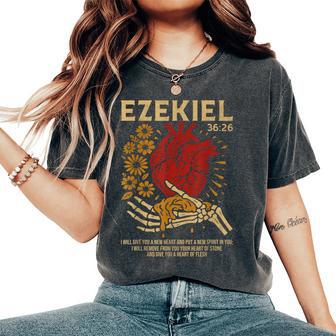 Vintage Ezekiel 36-26 Heart Of Flesh Bible Verse Christian Women's Oversized Comfort T-Shirt - Monsterry
