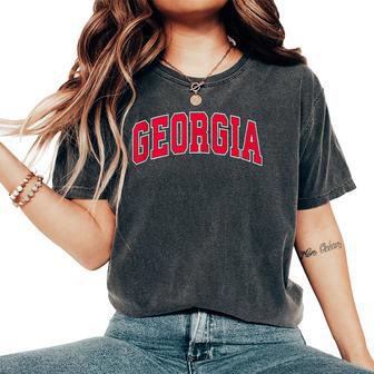 Vintage Georgia Ga Red Sports Style For Kid Women's Oversized Comfort T-Shirt - Thegiftio UK