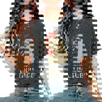 Weed Meme Fried Chicken 420 Smoking Marijuana Women's Oversized Comfort T-Shirt - Monsterry