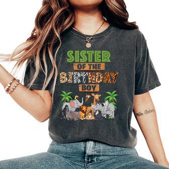 Wild Sister Of The Birthday Boy Zoo Safari Jungle Animal Women's Oversized Comfort T-Shirt - Thegiftio UK
