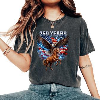 Women's Usa 250Th Anniversary Bald Eagle & Clydesdale Horse Women's Oversized Comfort T-Shirt - Thegiftio UK