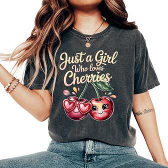 さくらんぼが大好きな女の子チェリーフルーツ好き レディースオーバーサイズコンフォートTシャツ - Kawaiitshirt