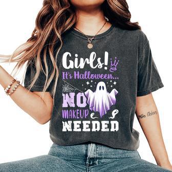 ハロウィンメイクのジョーク、女の子、面白い、英語で レディースオーバーサイズコンフォートTシャツ - Kawaiitshirt