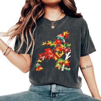 メープルの葉 秋 紅葉 日本美術 花の絵 花 日本画 新版画 レディースオーバーサイズコンフォートTシャツ - Kawaiitshirt