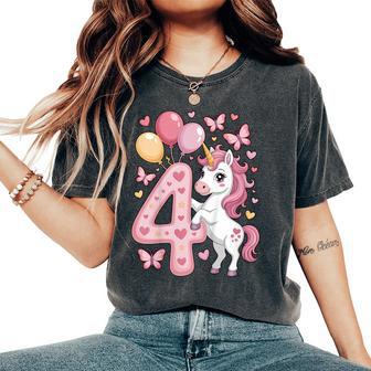 ユニコーン 4 誕生日 女の子 4 歳 馬 わたしは 4 レディースオーバーサイズコンフォートTシャツ - Kawaiitshirt