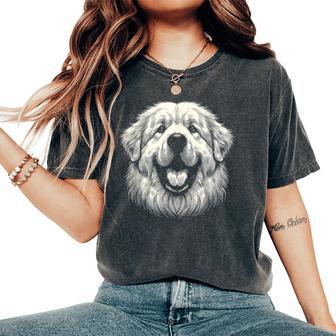 女性と男性のためのグレート ピレニーズ犬の顔のアート デザイン レディースオーバーサイズコンフォートTシャツ - Kawaiitshirt