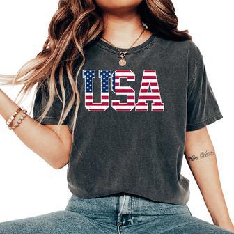 米国 愛国的なアメリカ国旗 男性 女性 キッズ 男の子 女の子 Us レディースオーバーサイズコンフォートTシャツ - Kawaiitshirt