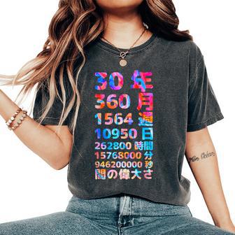 面白い30歳の誕生日の古いメーター 面白い30歳のギフト 女性 男性 面白い電卓 30歳の誕生日のギフト レディースオーバーサイズコンフォートTシャツ - Kawaiitshirt