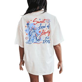 4Th Of July Sweet Land Of Liberty 1776 Kid Women's Oversized Comfort T-Shirt Back Print - Thegiftio UK