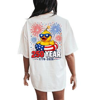 America 250Th Anniversary 4Th Of July Patriotic Rubber Duck Women's Oversized Comfort T-Shirt Back Print - Thegiftio UK