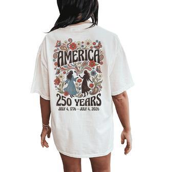 America Retro 250 4Th Of July Anniversary Boho Usa 250Th Women's Oversized Comfort T-Shirt Back Print - Thegiftio UK