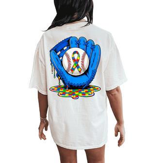 In April We Wear Blue Autism Baseball Drip Youth Women's Oversized Comfort T-Shirt Back Print - Thegiftio UK