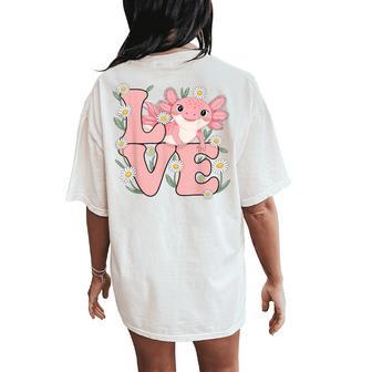 Axolotl Love Cute Kawaii Boys Girls Kids Women's Oversized Comfort T-Shirt Back Print - Thegiftio