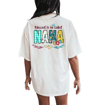 Blessed Nana Floral Patchwork Vintage Women's Oversized Comfort T-Shirt Back Print - Monsterry