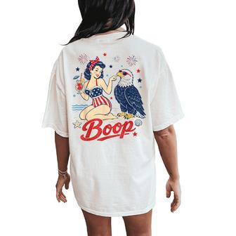 Boop Vintage Usa Girl And Eagle Patriotic Women's Oversized Comfort T-Shirt Back Print - Thegiftio UK