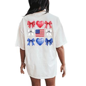 Bow American Flag 4Th Of July Fourth Us Patriotic Girl Women's Oversized Comfort T-Shirt Back Print - Thegiftio UK