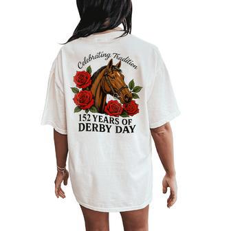 Celebrating 152 Years Derby Day Vintage Horse Racing Women's Oversized Comfort T-Shirt Back Print - Thegiftio UK
