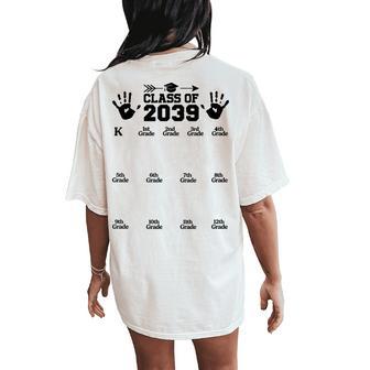 Class Of 2039 Grow With Me Handprint Pre-K 12Th Grade Women's Oversized Comfort T-Shirt Back Print - Monsterry UK