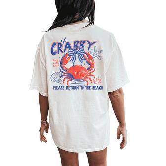 If Crabby Please Return To The Beach Summer Sunshine Girl Women's Oversized Comfort T-Shirt Back Print - Thegiftio UK
