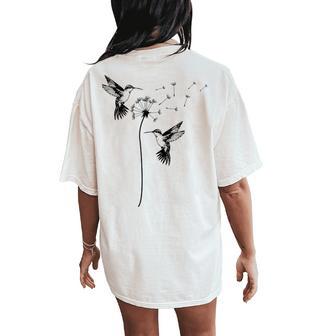 Cute Dandelion Hummingbird Graphic For Nature Lovers Women Women's Oversized Comfort T-Shirt Back Print - Thegiftio UK