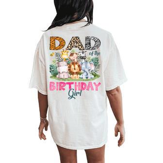 Dad Of The Birthday Girl Safari Jungle Animal Lover Women's Oversized Comfort T-Shirt Back Print - Thegiftio UK