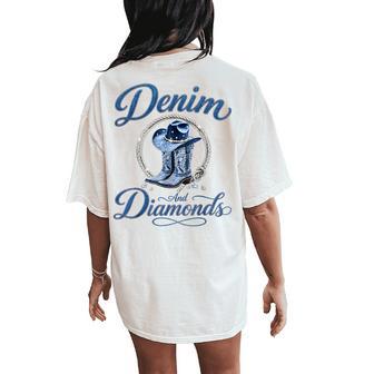 Denim And Diamonds Western s Women's Oversized Comfort T-Shirt Back Print - Thegiftio UK
