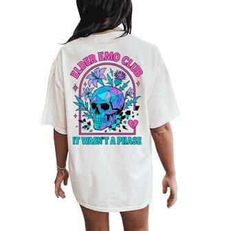 Elder Emo Club Geometric Skeleton With Flowers Women's Oversized Comfort T-Shirt Back Print - Thegiftio UK