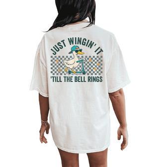End Of The School Year End Silly Teacher Goose School Out Women's Oversized Comfort T-Shirt Back Print - Thegiftio UK