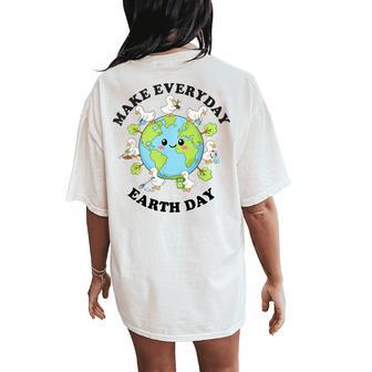Make Everyday Earth Day Cute Goose Teacher Save Planet Women's Oversized Comfort T-Shirt Back Print - Thegiftio UK