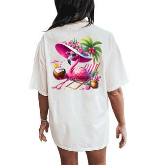 Flamingo Pink Palm Tree Tropical Beach Summer Vacation Women Women's Oversized Comfort T-Shirt Back Print - Thegiftio UK